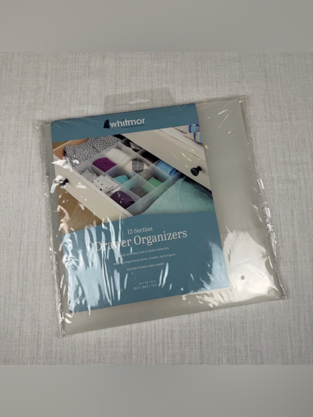 Whitmor 12-Section Frosted Drawer Organizer - White 12x12”